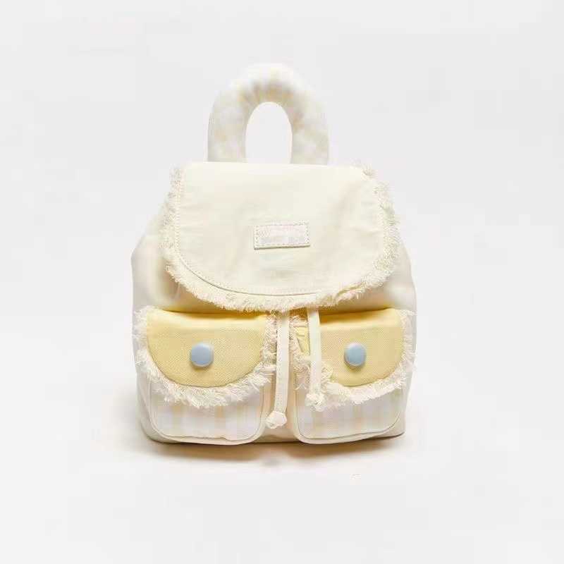 Designer bag Sanfu Same Style Backpack Japanese and Korean College Style Girl Colorful Grid Small Backpack Macaron Color Leisure Backpack Y250217