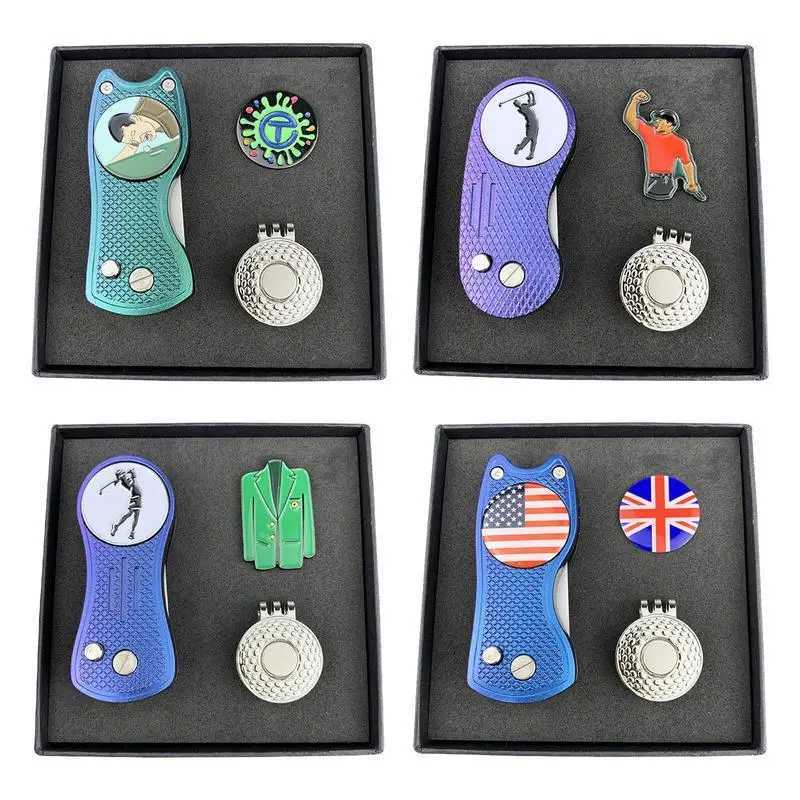 Golf Green Fork Golf Course Fork Divot Repair Tool Placing Green Fork Golf Accessories Golf Mark Locator with Hat ClipW250215