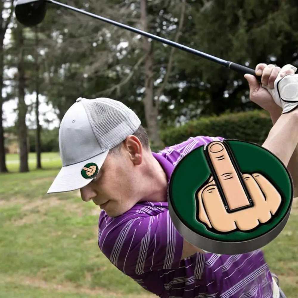 Funny Middle Finger Golf Ball Marker Metal Golf Hat Clip Marker Magnetic Removable Golf Ball Position Mark Golf AccessoriesW250215