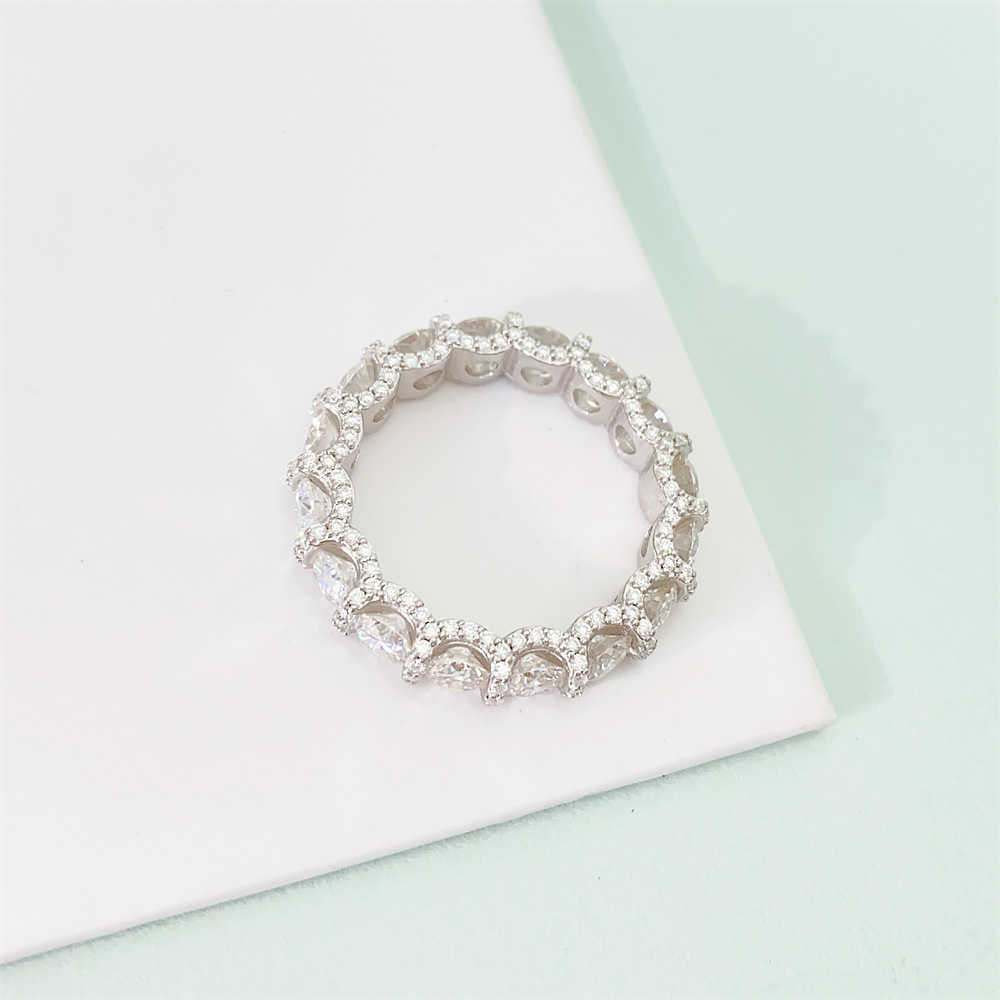 Hip hop 925 silver small set 4.0mm round full diamond moissani ring for men and women ins fashion personality