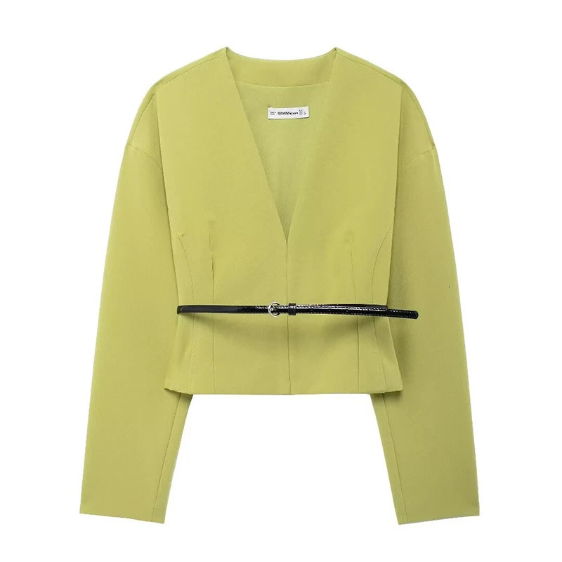 Willshela Women Fashion 2 Piece Set With Belt Green Shirts Vintage High Waist Side Zipper Mini Skirt Female Chic Skirts 250214