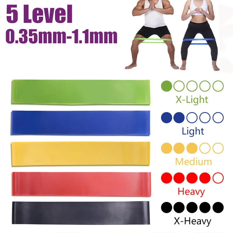 5 Colors Yoga Resistance Rubber Bands Indoor Outdoor Fitness Equipment 035mm11mm Pilates Sport Training Workout Elastic 250213