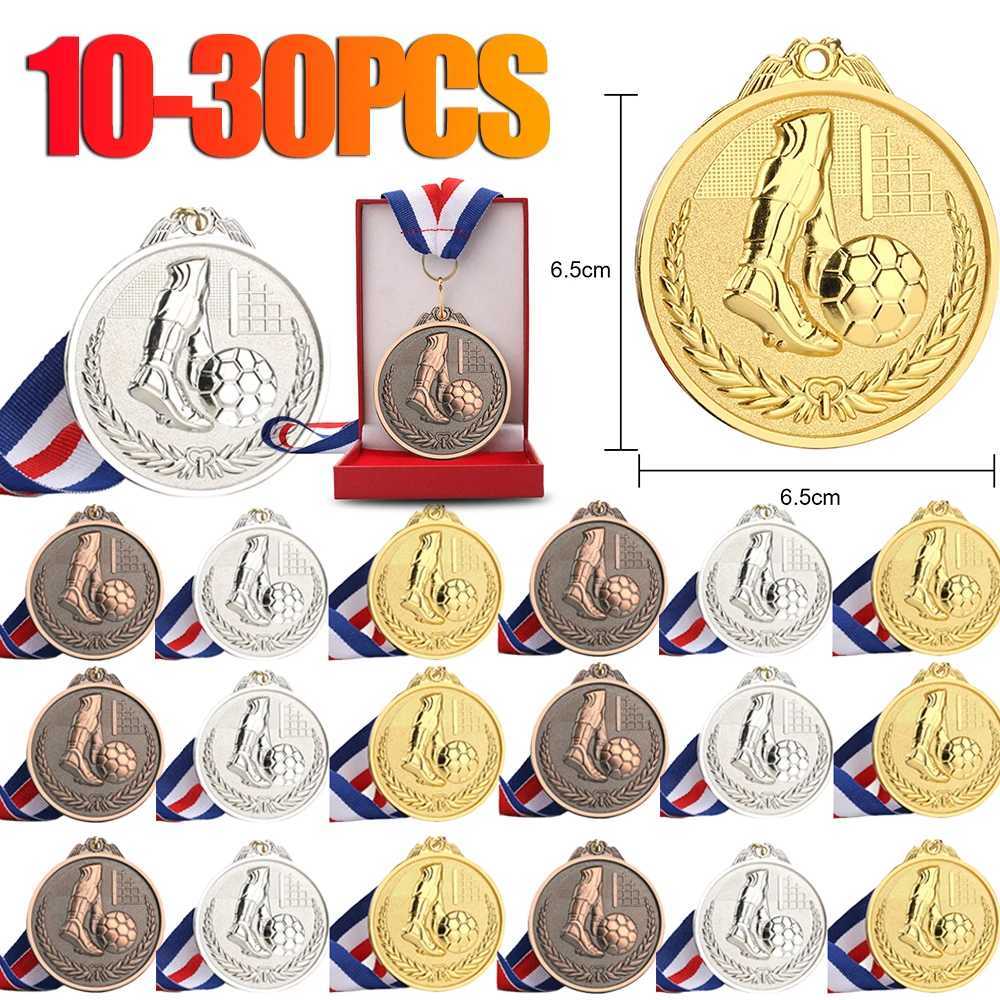 10-30PCS Gold Silver Bronze Sty Metal Award Medals Football Competition Medals Colction Gold Silver Bronze Souvenir Gift W250217