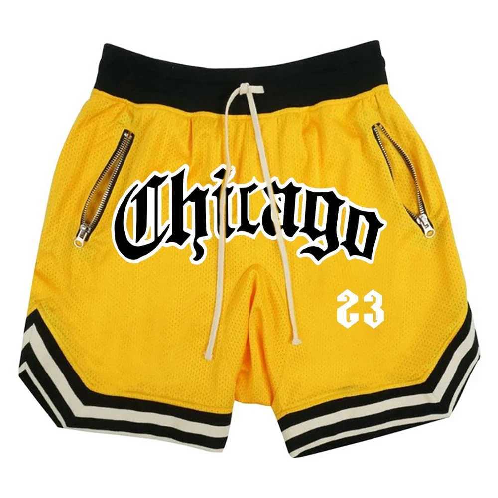 Mens Sports Running Short Pants Chicago Printed Basketball Shorts Breathable Mesh GYM Fitness Training Five Points StreetwearT250310