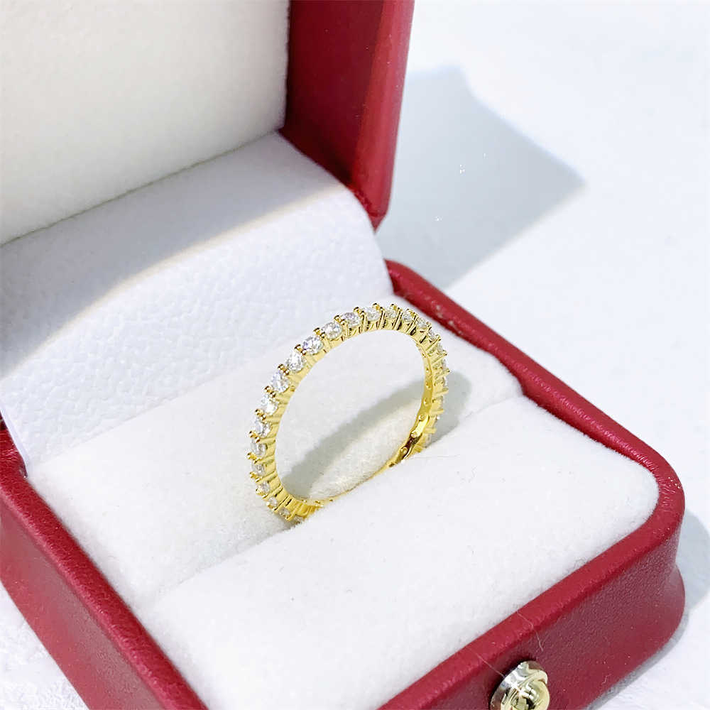 20232.0mm minimalist niche Mozambique ring with high-end design S925 silver studded diamond ring