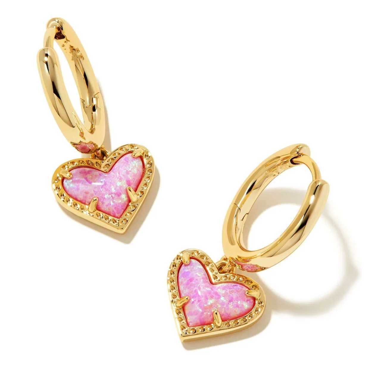 Stud YEEVAA Heart Huggie Earrings in Bubblegum Pink Kyocera Opal Fashion Jewelry Unique Gifts J250217 1Q40G