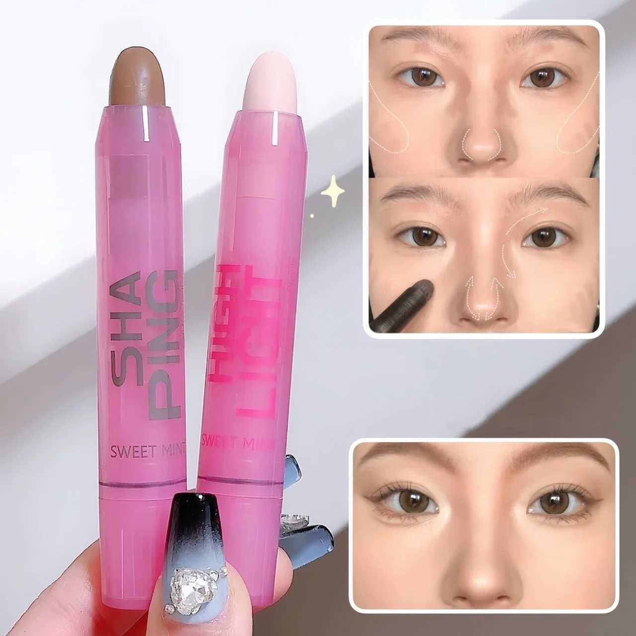 3D Facial Shaping Contour Pen Cream Makeup Highlight Stick High Gloss Brightening Natural Nose Shadow Repair Facial FlatnessW250217