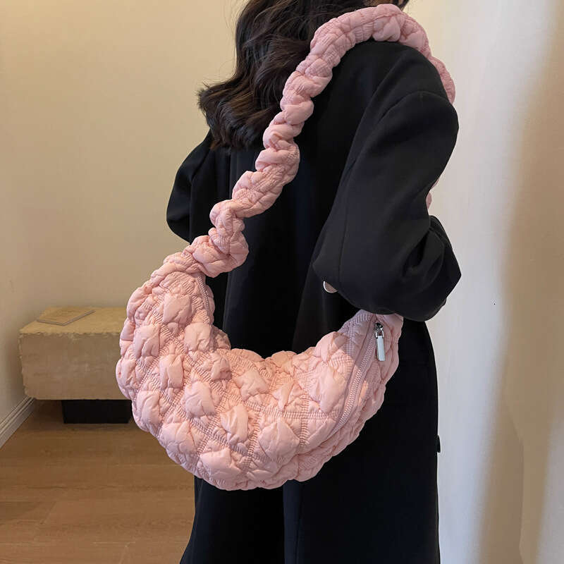 Small Korean Cloud Bubble Instagram Versatile Folded Down Cotton Leisure Underarm Single Shoulder Crossbody Dumpg Bun For Women