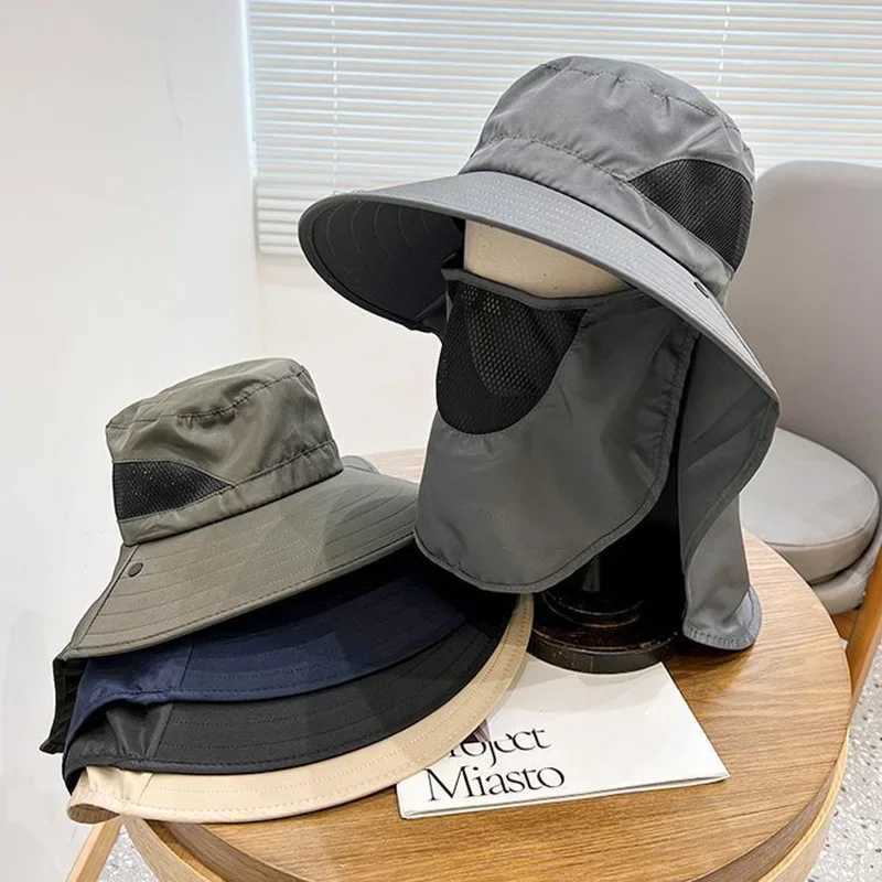 Summer Wide Brim Sun Hat UV Protection Bucket Cap Outdoor Fishing Hiking Beach Hats Breathable for Hiking Camping Fishing Men W250217