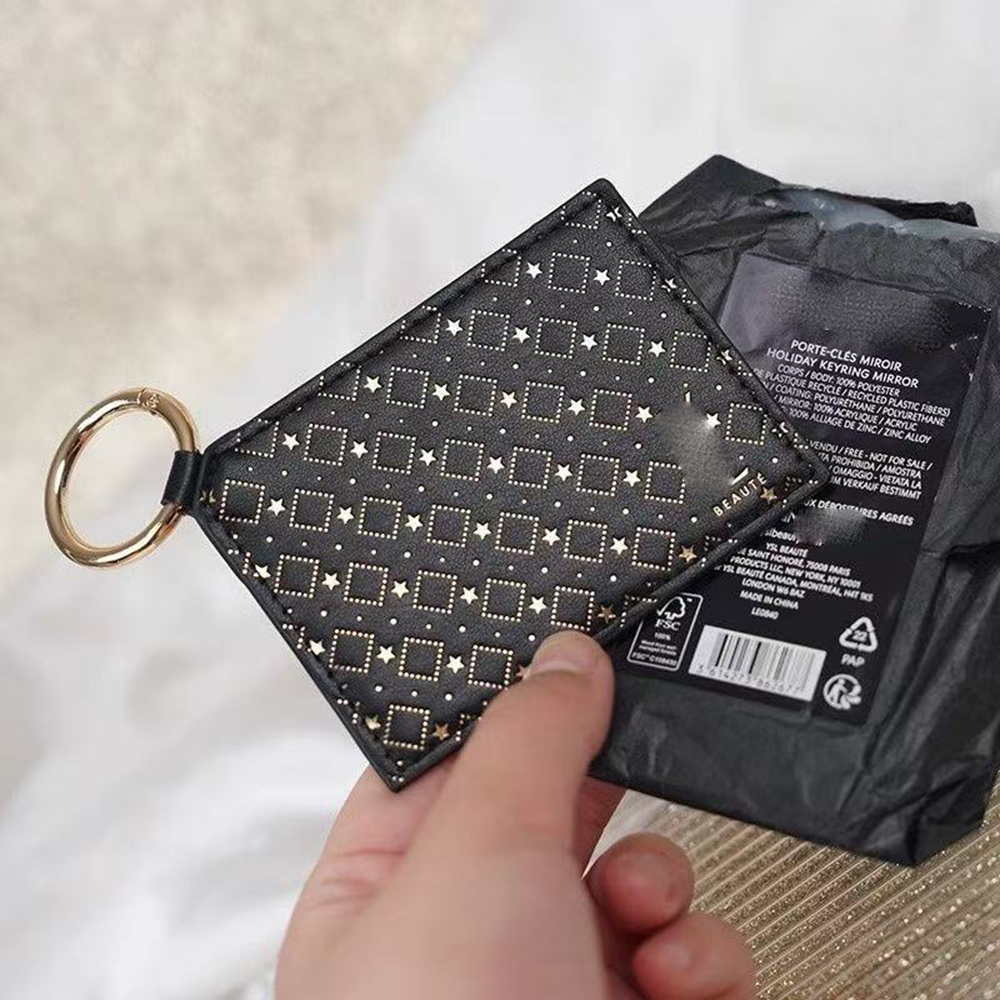 Gold Folding Make Up Compact Portable Hd Make-up Cosmetic Holiday Keyring Mirror For VIP Client