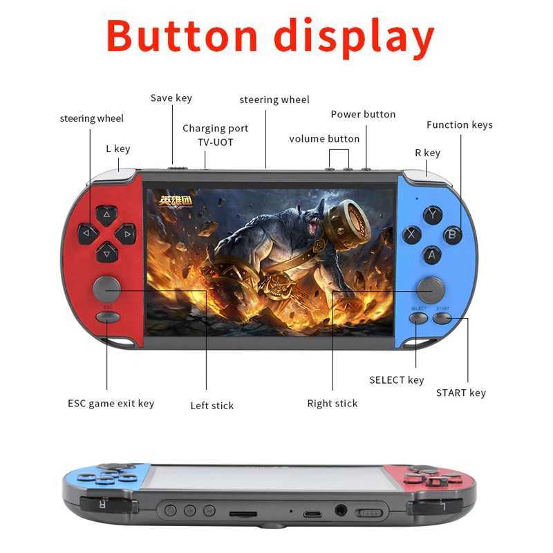 X7 Plus Handheld Game Console 5.1 Inch Sn Handheld Game Player 10000+ HD Games Portable Video Game Console AV/TV Output Gift Z250217