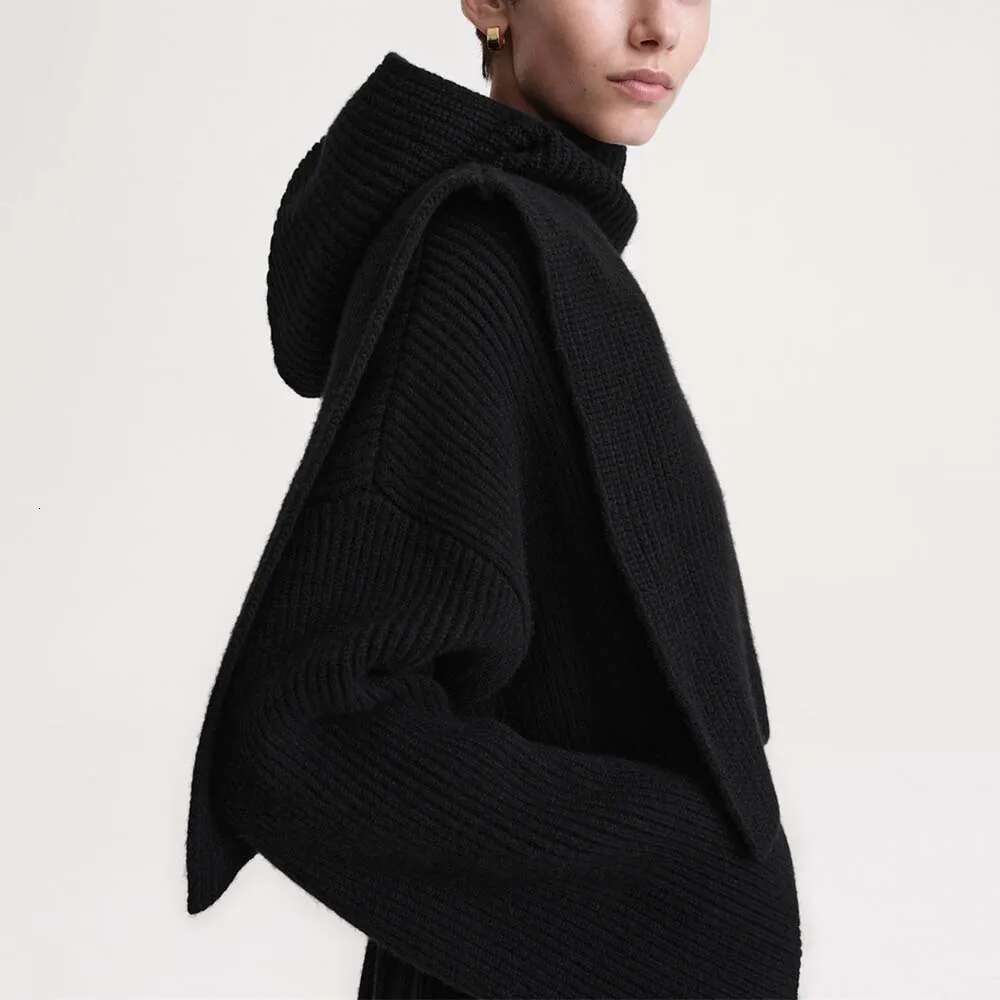 2025 Early Spring New Women Shawl Y2k Ribbed Blend Simple Fashion Hundred Knit Hooded Scarf Top