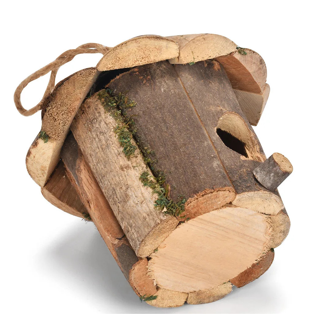 Outside Wooden Bird Nest Natural Decor Bird Hut Hummingbird House for Home Craft Wild Bird Nest Clearance Garden Birdhouse Decor 250206ww