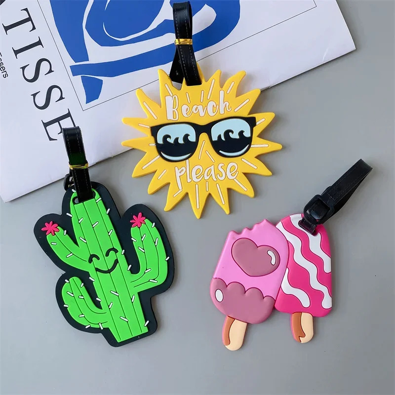 Travel Accessories Creative Baggage Boarding Tags Luggage Tag Animal Cartoon Silica Gel Suitcase ID Address Holder Portable Label 250214