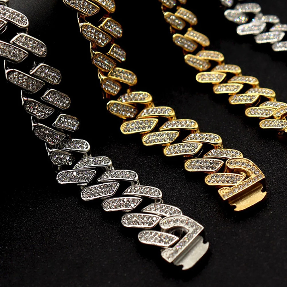 19mm high-quality 316L stainless steel Cuban chain necklace suitable for men and women full gloss zircon Gothic hip-hop jewelry free delivery 250213
