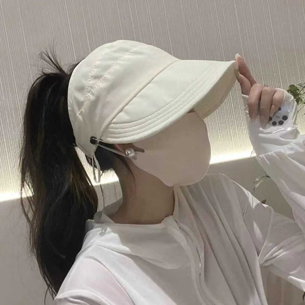 Summer Wide Brim Sunhat Womens Foldable and Adjustable Outdoor Beach Bucket Hat UV Protective Cover Fishermans Tail Hat W250217