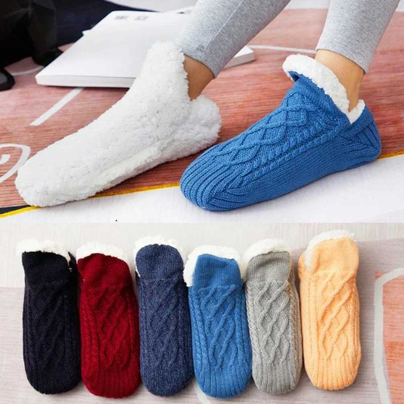 Thickened Winter Woven Thermal Cashmere Socks Floor Socks Women Carpet Home Plus Socks Velvet Sleep Socks Slippers Boat Socks W250217