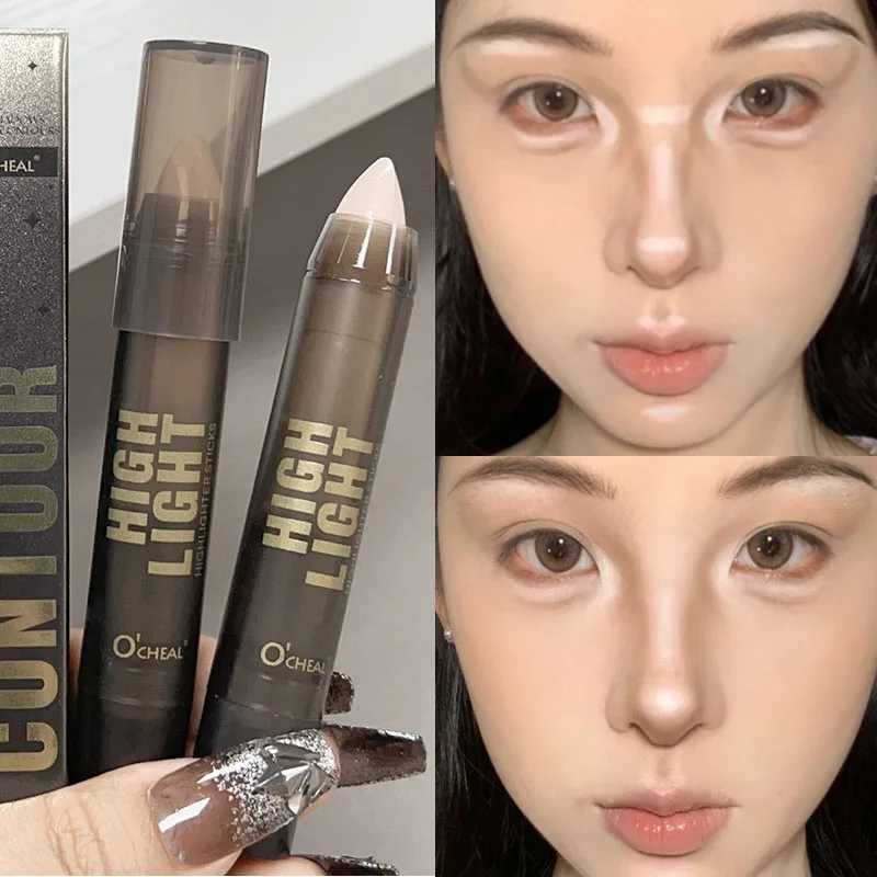 Face Contouring Bronzer Stick Waterproof Highlighter Long Lasting Brightening Concealer Pencil Corrector 3D Nose Shadow MakeupW250217