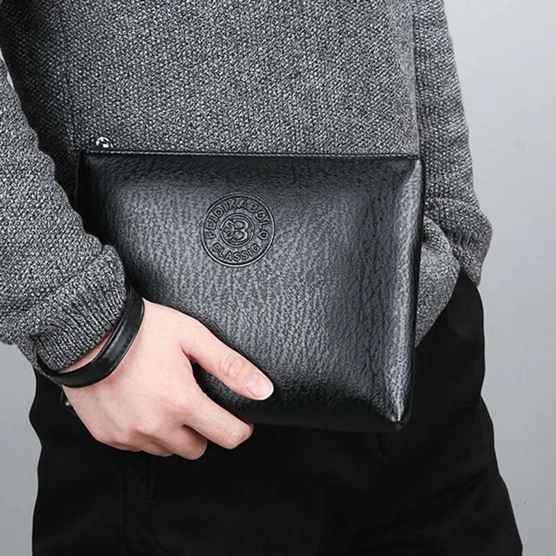 New Business Style Men's Clutch Large Wallet Soft PU Leather Male Wristlet Pack Bag Elegant Leisure Stylish Hand Bags Gift Pouch PU