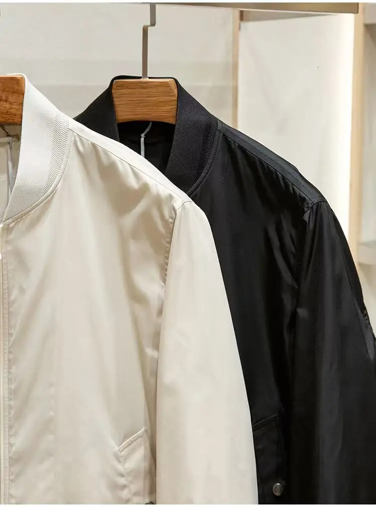 Simple and stylish spring mens baseball collar pilot jacket 250210