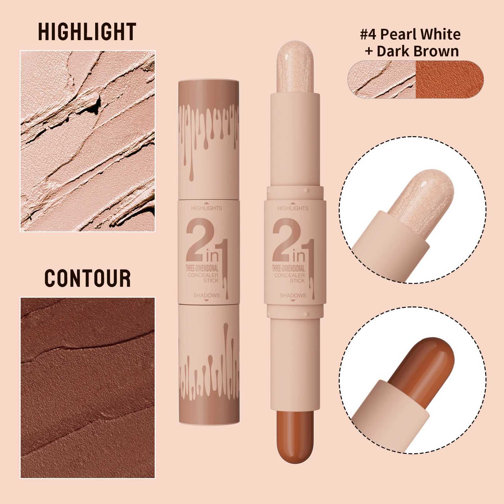 Double-ended Face Contour Concealer Stick Waterproof Oil-control Matte Natural V-face Shaping Contouring Highlight Pen CosmeticsXJ250217