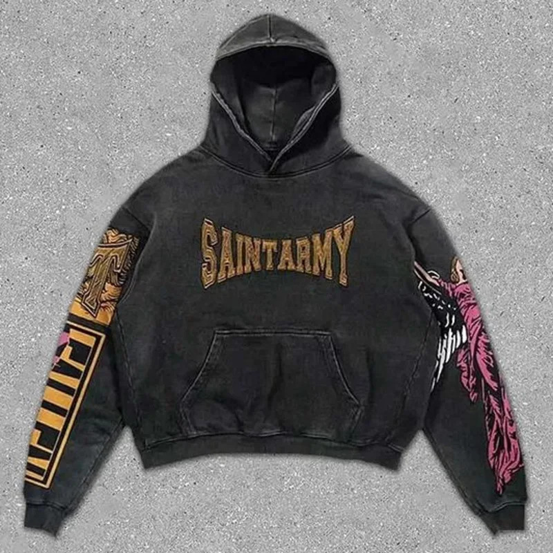 Angeling 3D Printed Hoodie Men Autumn Winter America Retro Y2K Printed Punk Trend Thin Fit Pullover Women Hoodie Couple 250120