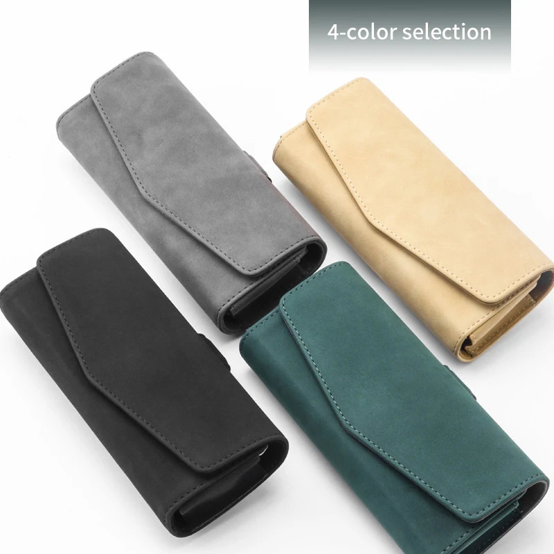 Car sun visor sunglasses box clip on hanger clip on sunglasses bracket suede PU leather card storage box glasses bracket 250213