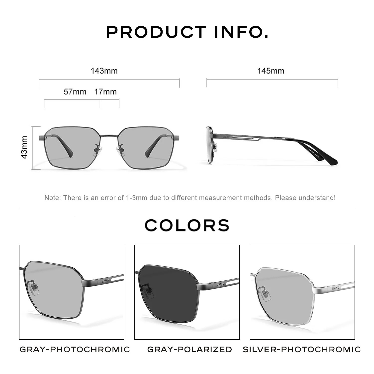 CAPONI Polarized Sunglasses Men Outdoor Black Sun Glasses Driving UV400 Protect Pochromic Gray Glasses BS24708 250213