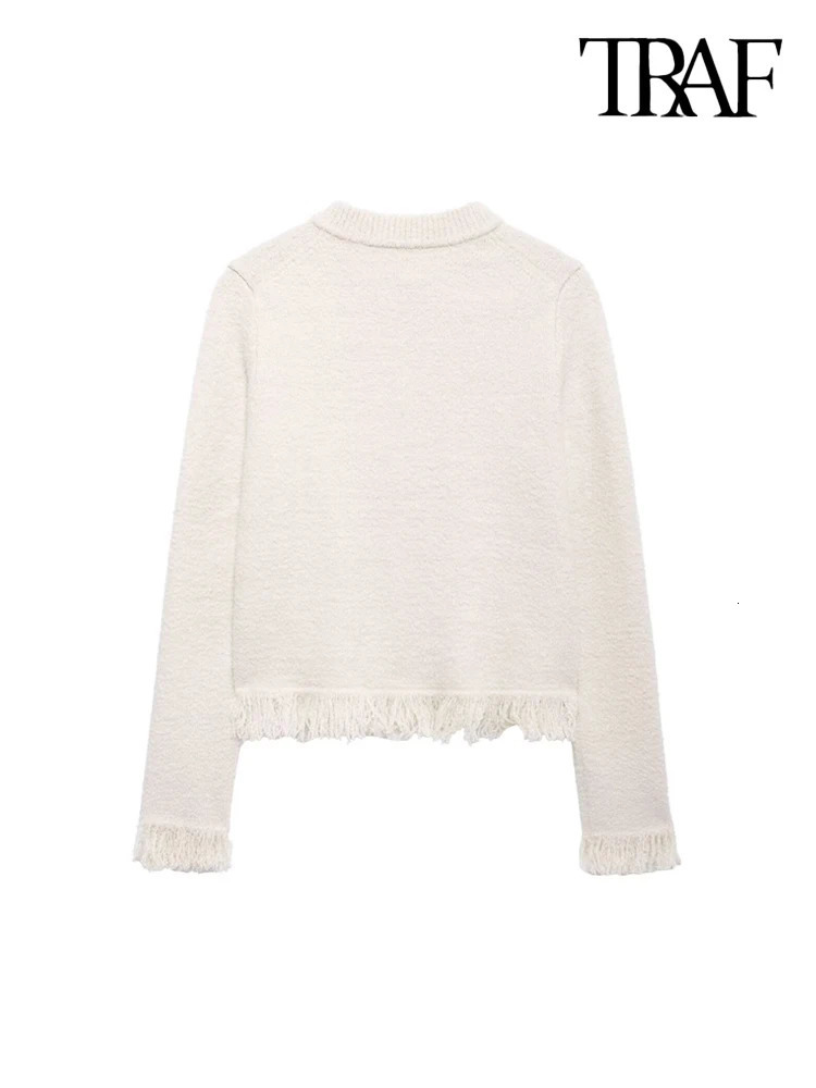 TRAF Women Fashion With Bows Frayed trims Knit Cardigan Sweater And High Elastic Wasit Skirts Female Two Piece Sets Mujer 250214