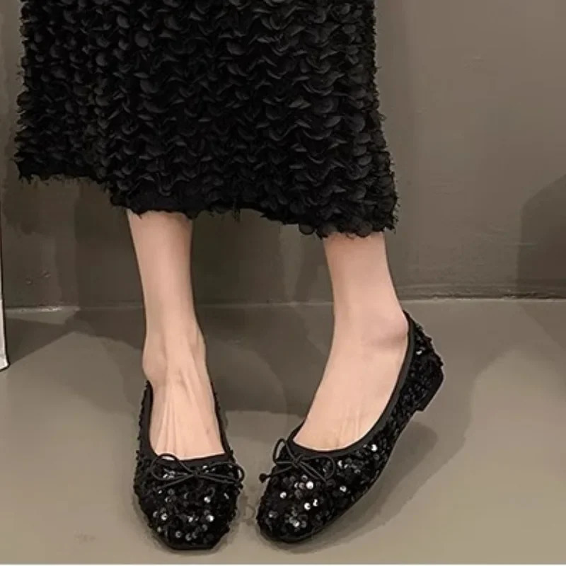 Shoes for Women Sequin n Womens Flat Shoes Soft Non-slip Ballet Shoe Women Work Shoes Comfortable for Work 250214