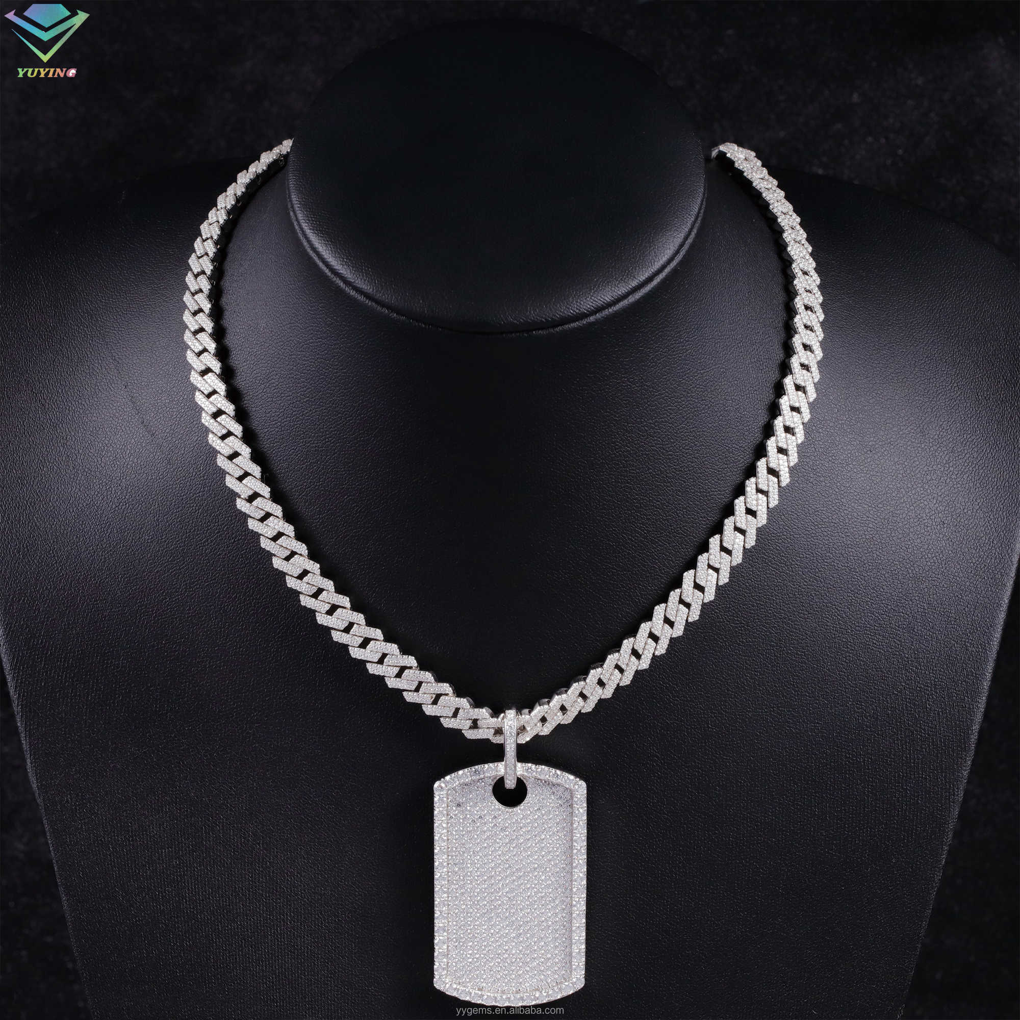 Yu Ying New Arrival Hip Hop Tag Pendant for Men Women 925 Sterling Silver Ice Out Moissanite VVS Diamond Pendant for Necklace