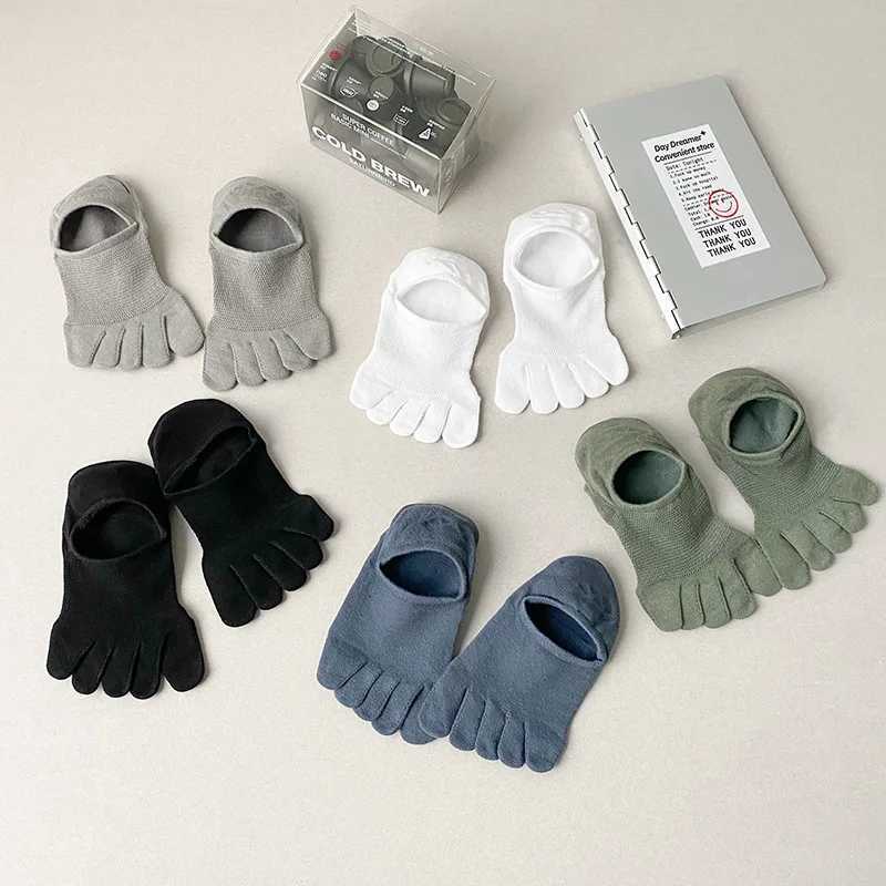 5 Pairs Men Toe Socks with Separate Fingers Thin Mesh Summer Five Finger Socks Anti-slip Sports No-Show Slipper Socks Invisible W250217