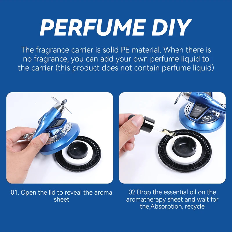 Solar energy powered rotating propeller fighter car air freshener scent perfume airplane fragrance diffuser dashboard aroma men 250214