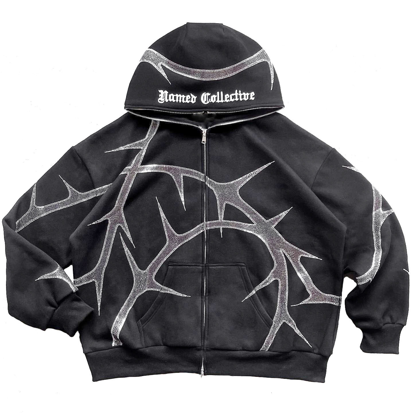 2025S designer printed with hot stamping diamond hooded cardigan full zipper loose fit men and women trendy brand hoodie jacket