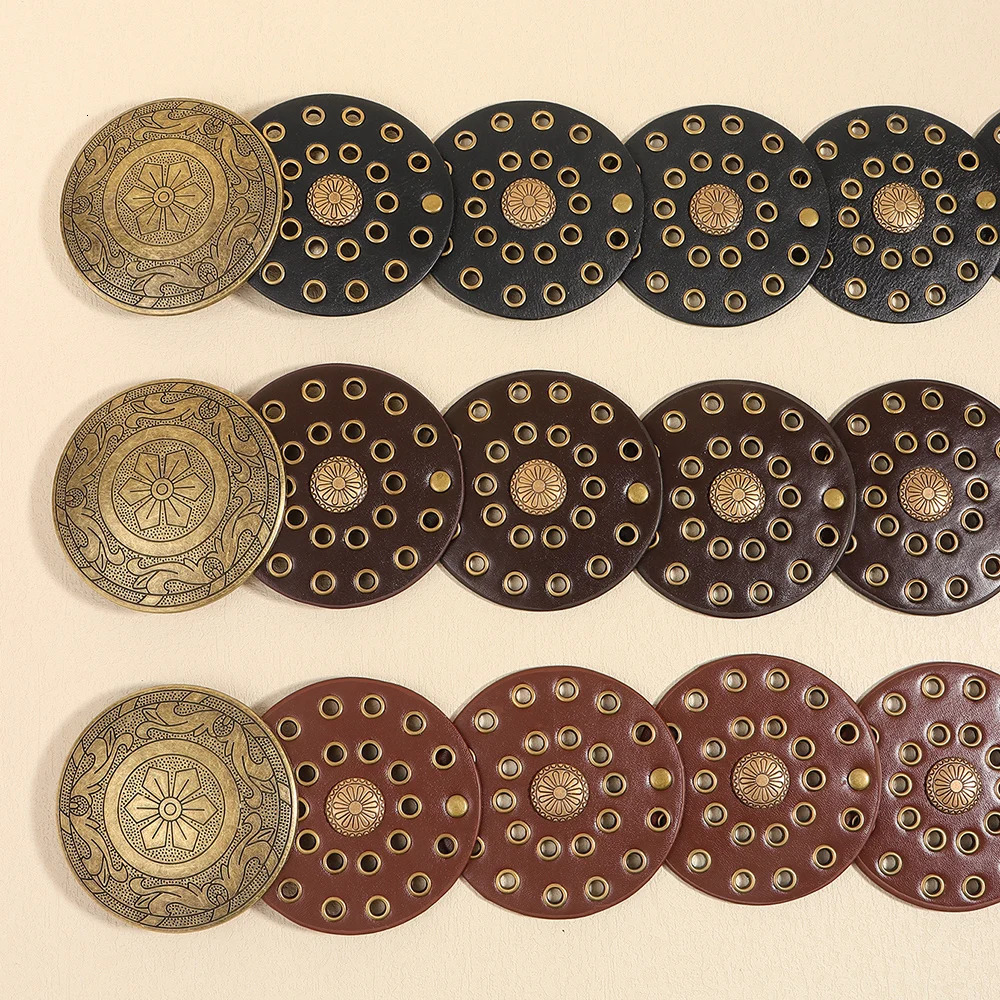 Retro Personality Belt for Men and Women Hip Hop Punk Metal Cutout Round Fashion 250213