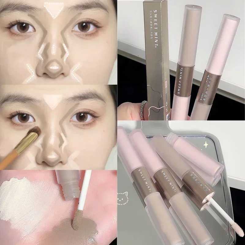 Double headed matte outline bronze Highlander stick high gloss gray brown nose shadow cream bright facial makeup cosmeticsW250217