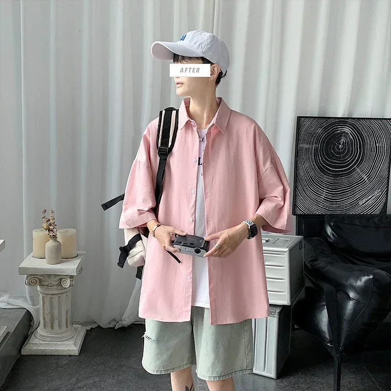 Mens Oversized Shirts White Mens Fashion Blouse 5xl Oversize Half Sleeves Dress Shirt for Men Clothing Casual 250214