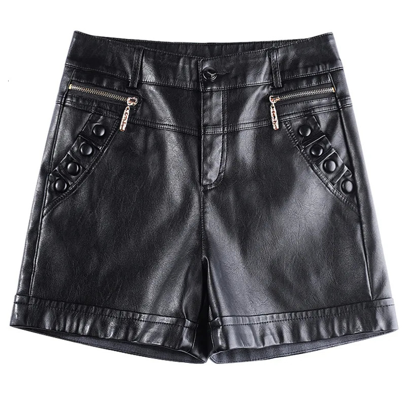 Leather Short Autumn Winter PU Sexy Shorts High Waist Casual Straight Slim Large Size 250213