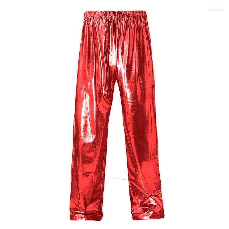 Mens Metallic Pants Gold/Sier - Stylish Stage Performance Party Casual Fashion Sports Trousers