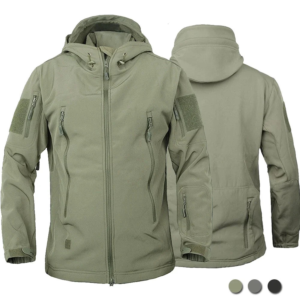 fishing Shark Skin Soft Shell Jackets Men Tactical Windproof Waterproof jacket men Combat Mens Hooded Bomber Coats 250210