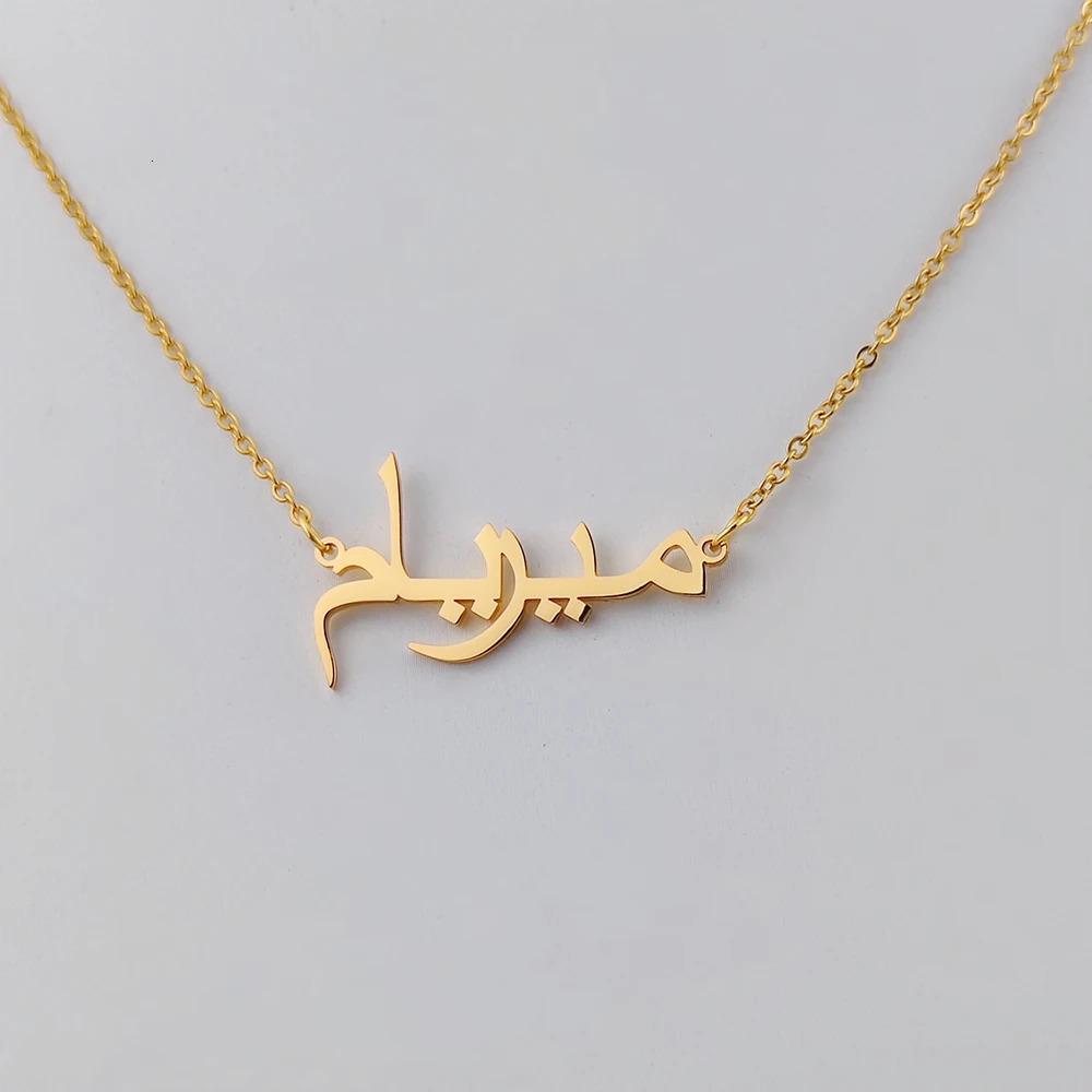 Customized Arabic Name Necklace Stainless Steel Nameplate Pendant Ethnic for Women Jewelry Personalized Gift 250210