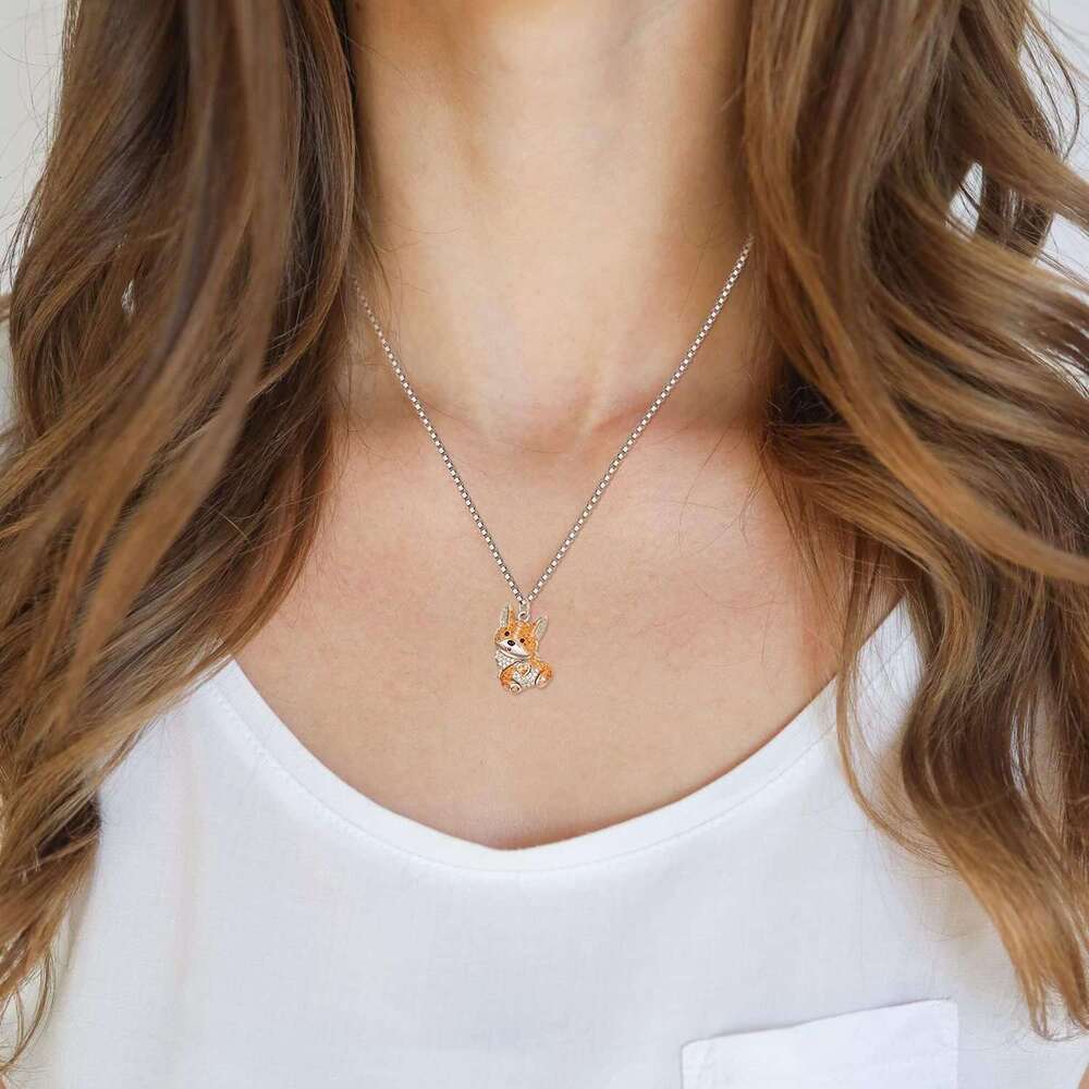 Temu Hot Sale Cute corgi Fart Pendant Exquisite Cartoon Dog Necklace Girl Pet Gift