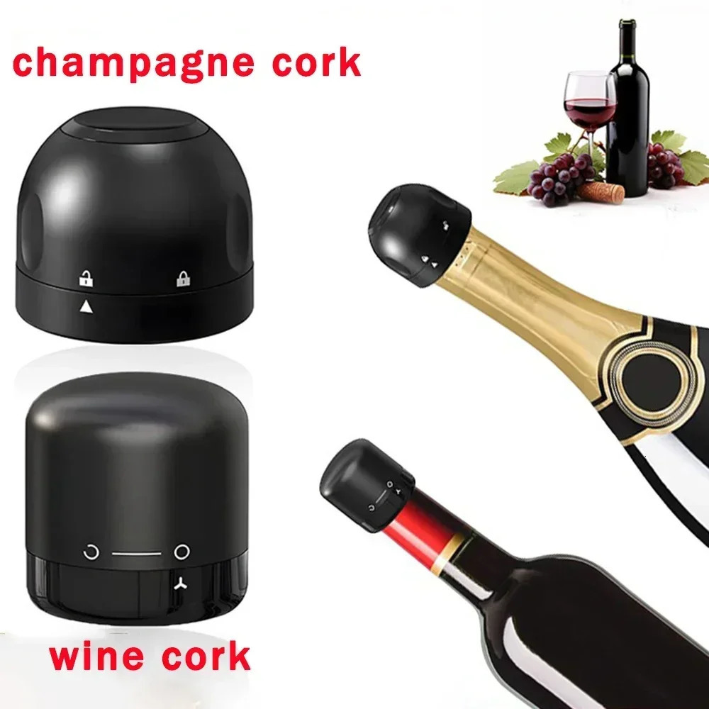 Vacuum Red Wine Champagne Stopper Rotating Lock Bottle Stopper Sparkling Wine Sealing Plug Household Red Wine Cork Bar Tool 250217