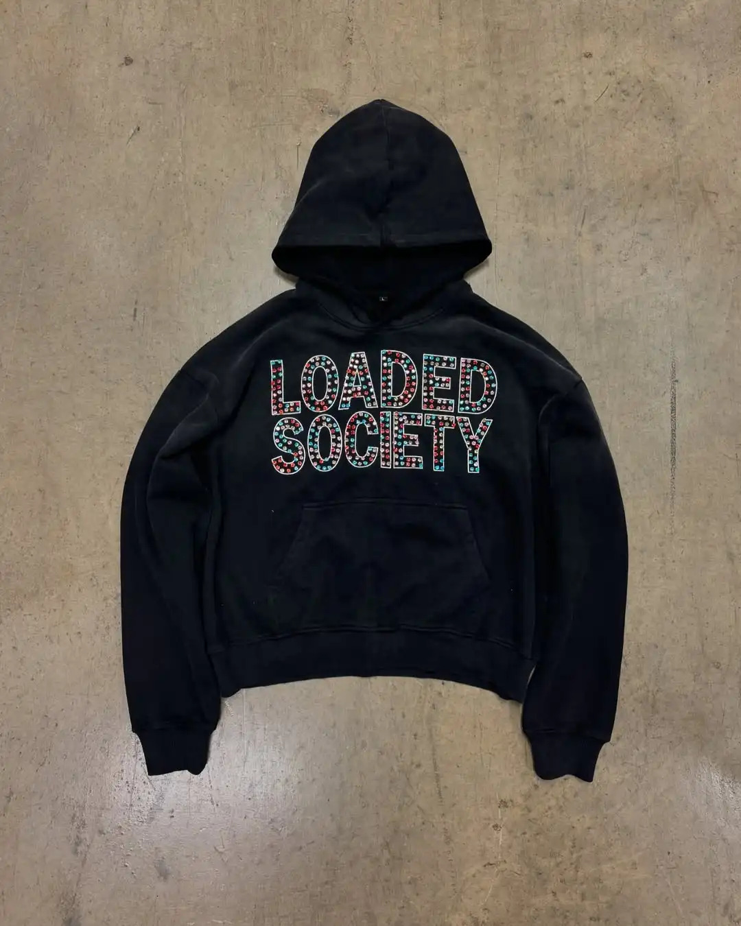 Y2k Retro Color Diamond Letter Pattern Womens Hoodie Loose Street Hip Hop Street Mens and Womens Sportswear K Clothing 250211