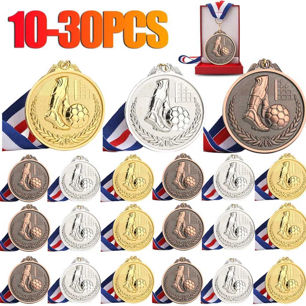 10-30PCS Gold Silver Bronze Sty Metal Award Medals Football Competition Medals Colction Gold Silver Bronze Souvenir Gift W250217