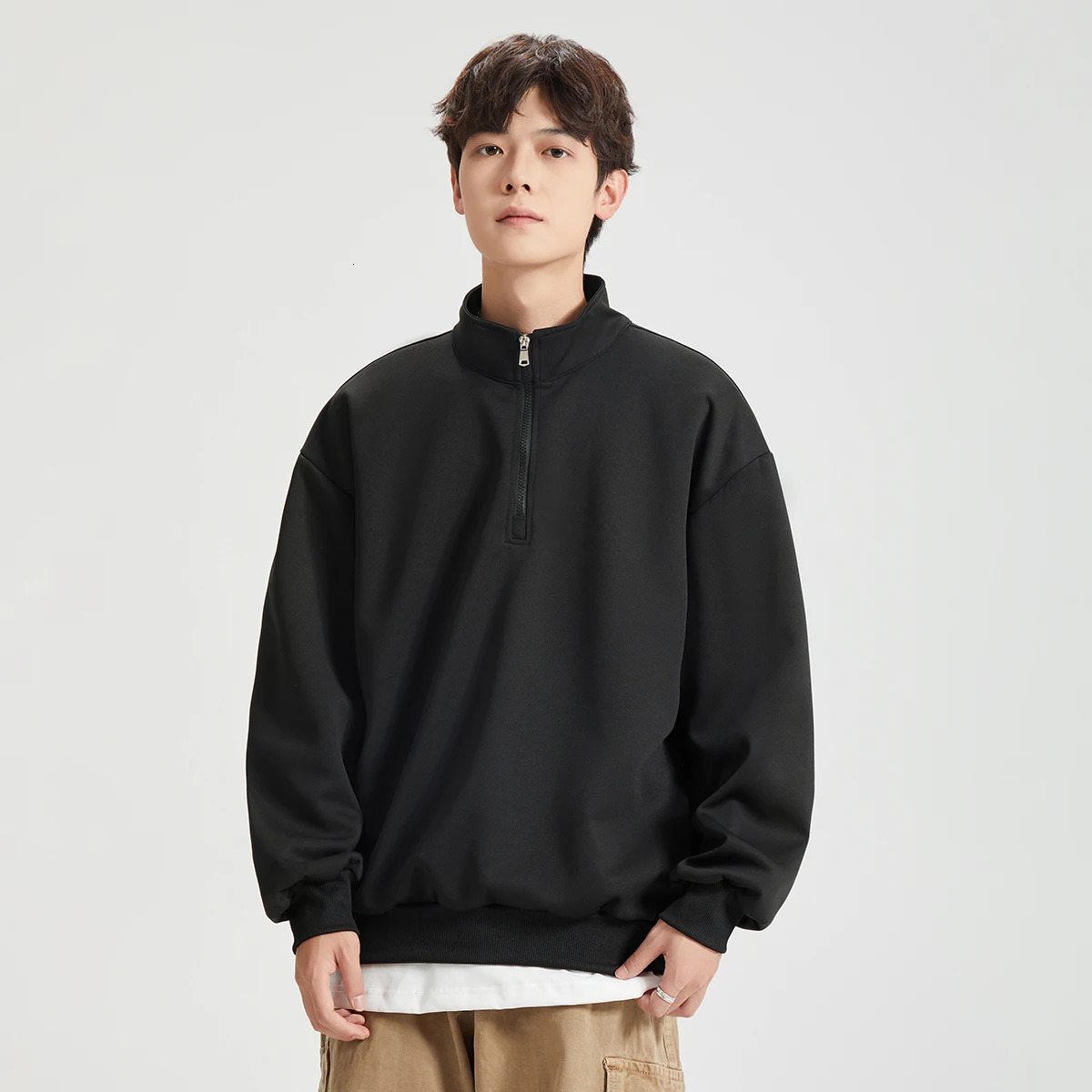 Autumn Mens Turtleneck Sweatshirts QuarterZip Pullover Tops Casual Sportswear Spring Athletic Running Sports Hoodie Shirts 250214