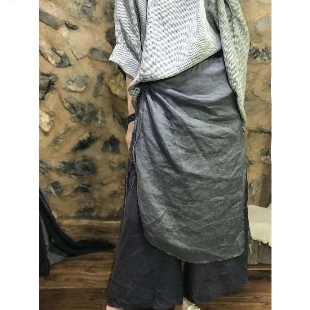 Women Solid Color Patchwork Ramie Pants Ladies Loose Summer Wide Leg Trousers Female 2025