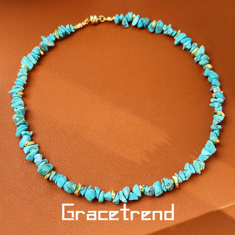 Turquoise stone bracelet necklace with niche design, high-end feel, heavy industry turquoise set