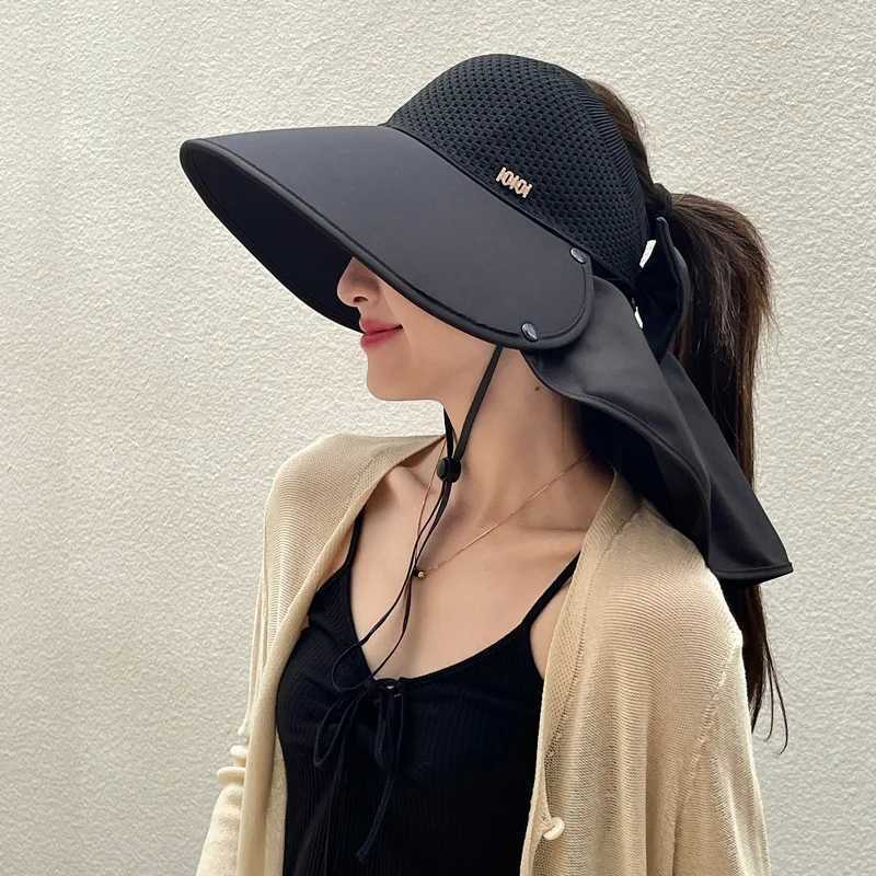 Hot Selling Wide Brim Cap Hat Shawl Sunblock Hat Women Summer Outdoor UV-proof Empty Hat Wide Brim Cycling Face Visor Sun M10 W250217