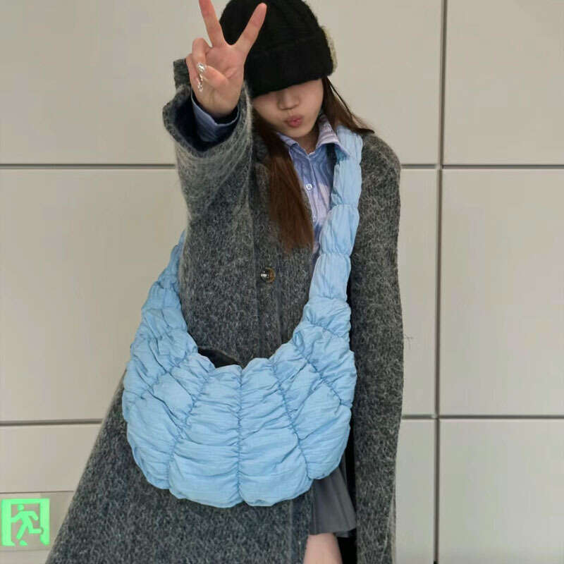 Korean Cloud Folded Single Shoulder Crossbody Bag Large Capacity Sponge Women's Lightweight And Versatile Leisure Dumpg Bun